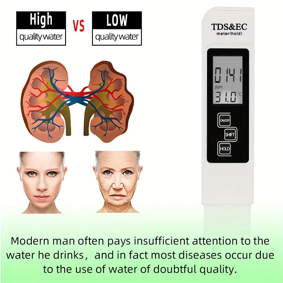 3in1 Water Quality Detection P - đánh giá và giá Ph Meter Digital Water Tester