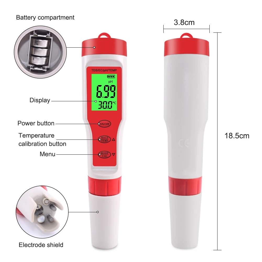4 IN 1 TDS PH Meter PH/TDS/EC/ - đánh giá và giá Ph Meter Digital Water Tester